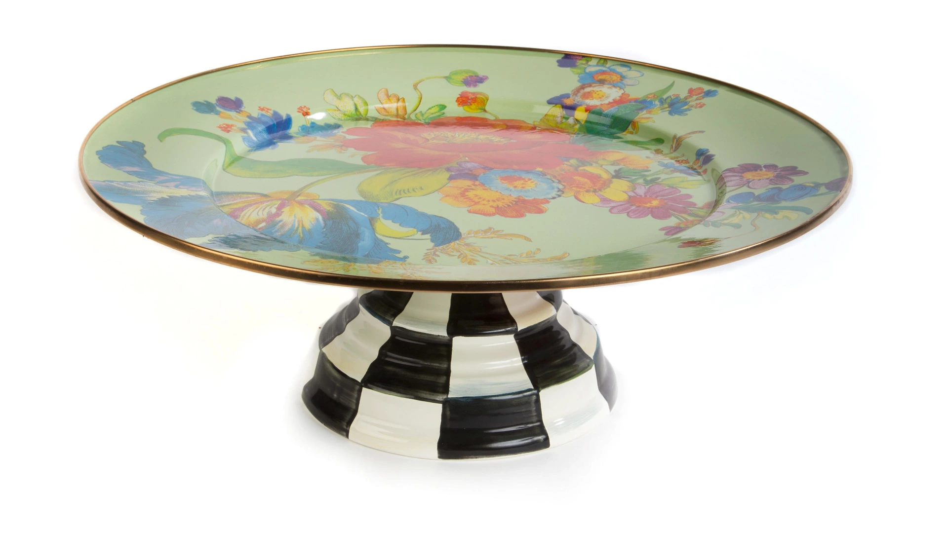 Блюдо сервировочное на подставке Mackenzie-Childs Flower Market 40 см, сталь нержавеющая