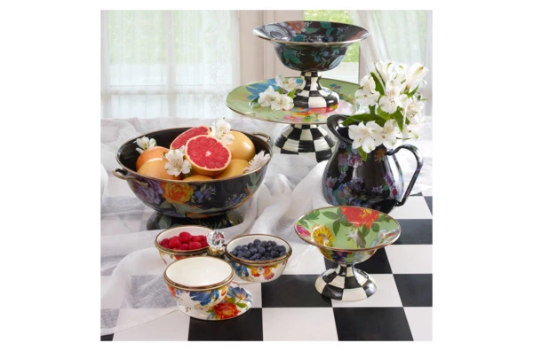 Блюдо сервировочное на подставке Mackenzie-Childs Flower Market 40 см, сталь нержавеющая