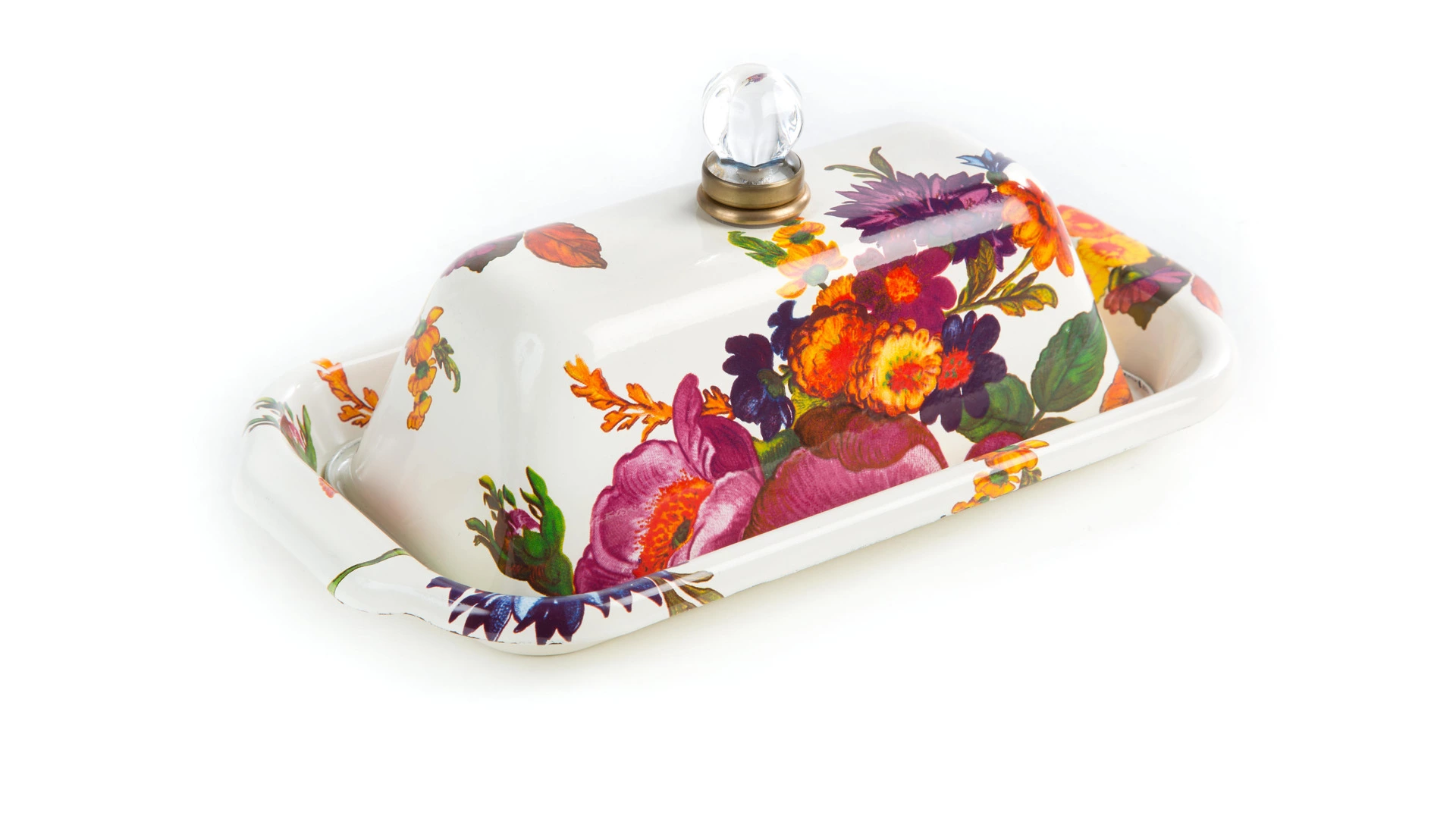 Масленка прямоугольная Mackenzie-Childs Flower Market, сталь нержавеющая, белый