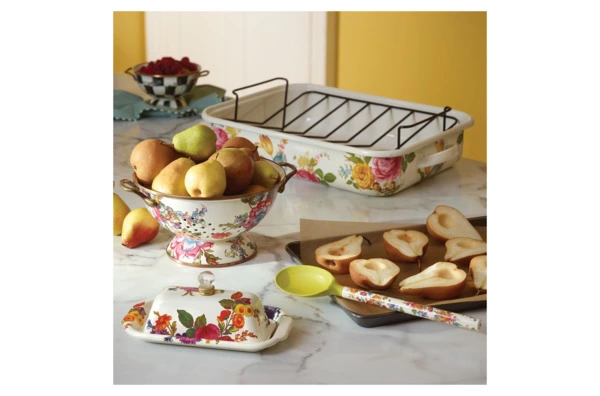 Масленка прямоугольная Mackenzie-Childs Flower Market, сталь нержавеющая, белый