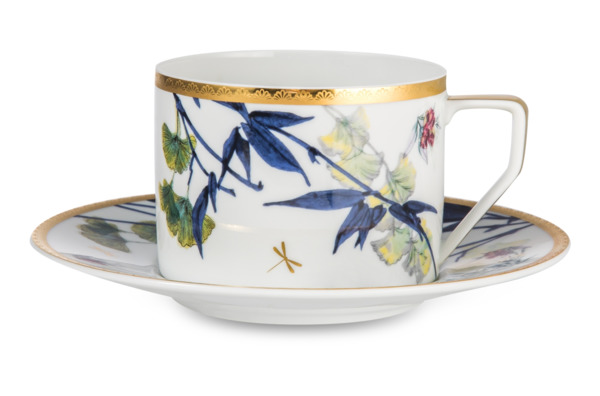 Чашка чайная с блюдцем Rosenthal Турандот 230 мл, фарфор, белый, золотой кант