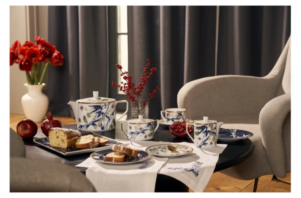 Тарелка десертная Rosenthal Турандот 18 см, фарфор, синий, золотой кант