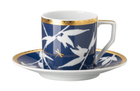 Чашка для эспрессо с блюдцем Rosenthal Турандот, фарфор, синий, золотой кант