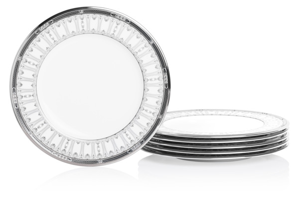 Набор тарелок акцентных Noritake Чатлайн, платиновый кант 24 см, 6 шт
