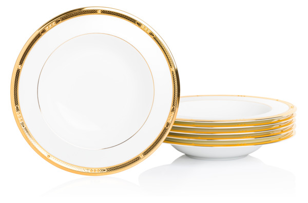 Набор тарелок суповых Noritake Чатлайн, золотой кант 28  см, 6 шт