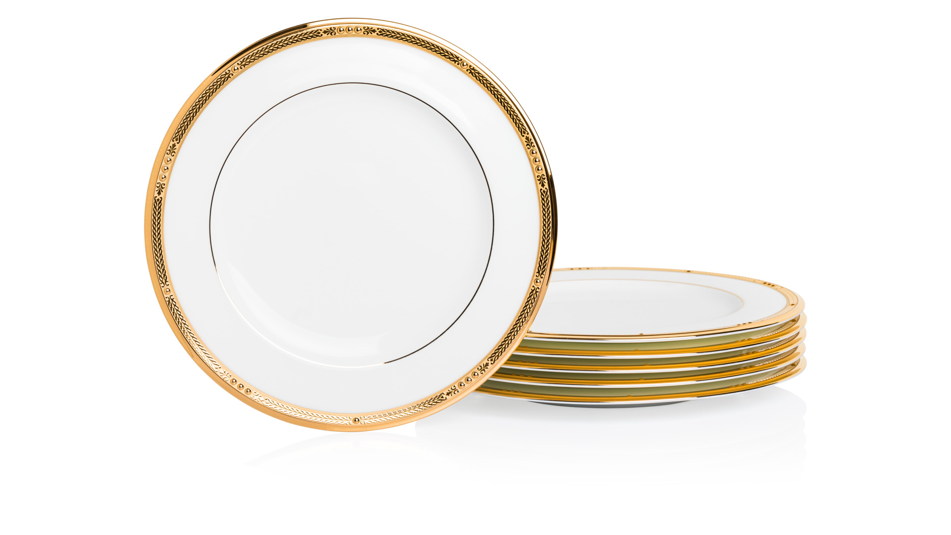 Набор тарелок закусочных Noritake Чатлайн, золотой кант 22 см, 6 шт