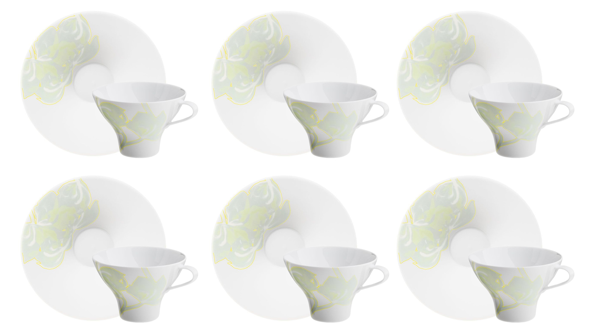 Набор чашек чайно-кофейных с блюдцами Hering Berlin Палмхауз Икс 170 мл, 6шт