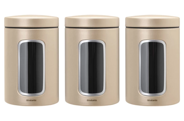 Набор контейнеров Brabantia 1,4 л, 3 шт, сталь антикоррозийная, шампань