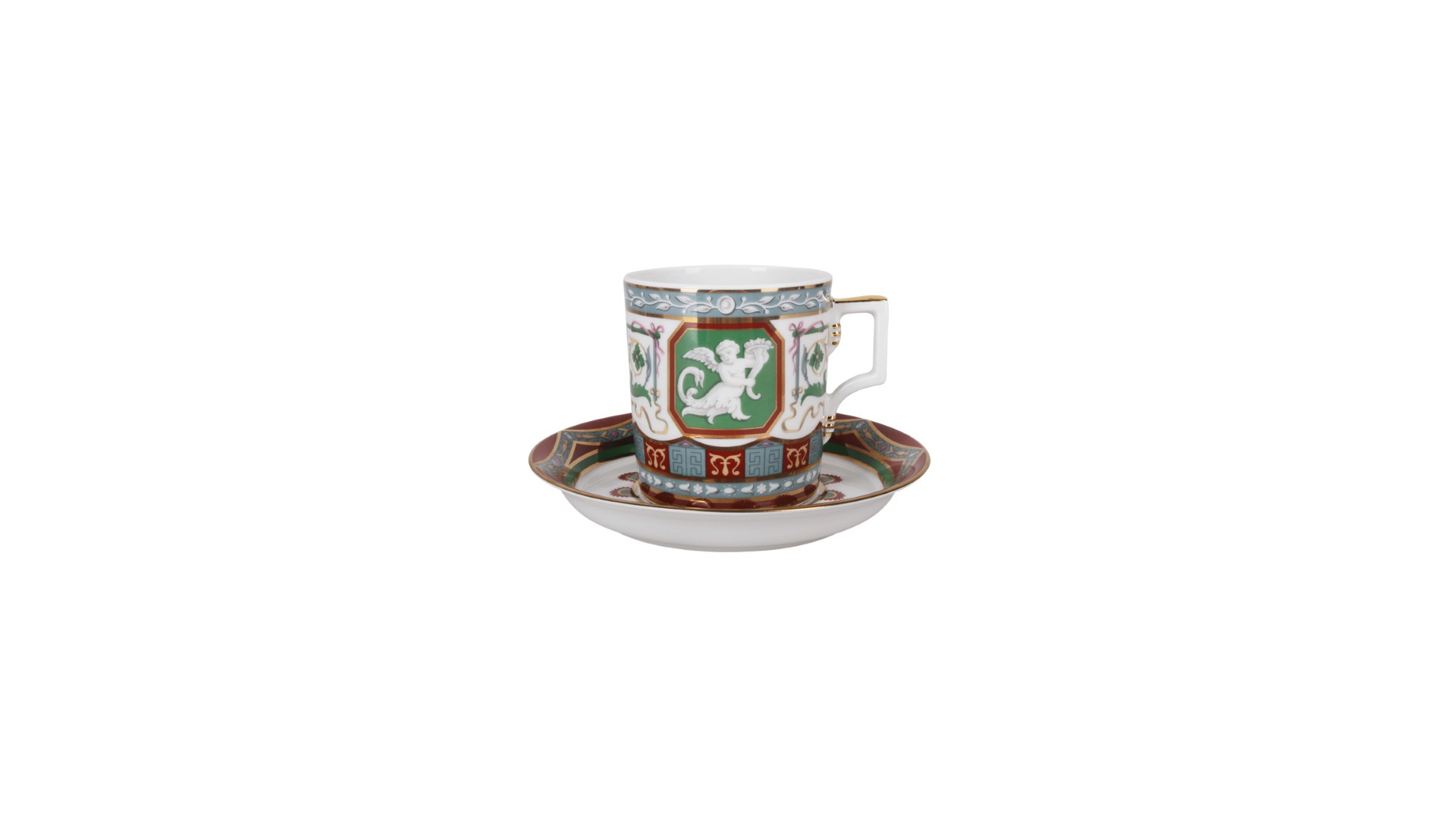 Чашка чайная с блюдцем ИФЗ Античный Гербовая 220 мл, фарфор твердый
