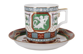 Чашка чайная с блюдцем ИФЗ Античный Гербовая 220 мл, фарфор твердый
