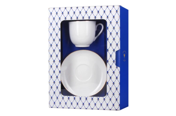 Чашка кофейная с блюдцем ИФЗ Золотой Кантик Ландыш-2, 180 мл, фарфор костяной, п/у костяной