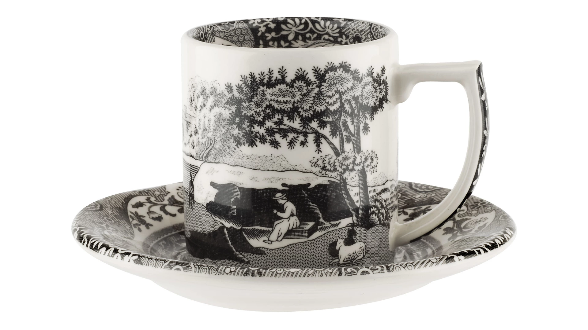 Набор чашек для эспрессо с блюдцами Spode Черная Италия 90 мл, 4 шт, лимитированный выпуск п/к