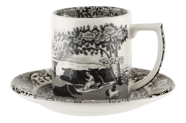 Набор чашек для эспрессо с блюдцами Spode Черная Италия 90 мл, 4 шт, лимитированный выпуск п/к