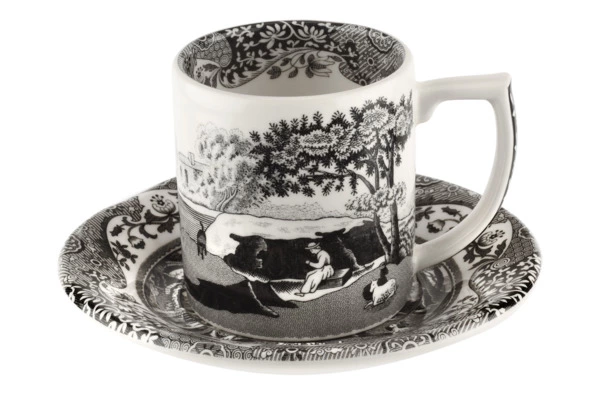 Набор чашек для эспрессо с блюдцами Spode Черная Италия 90 мл, 4 шт, лимитированный выпуск п/к