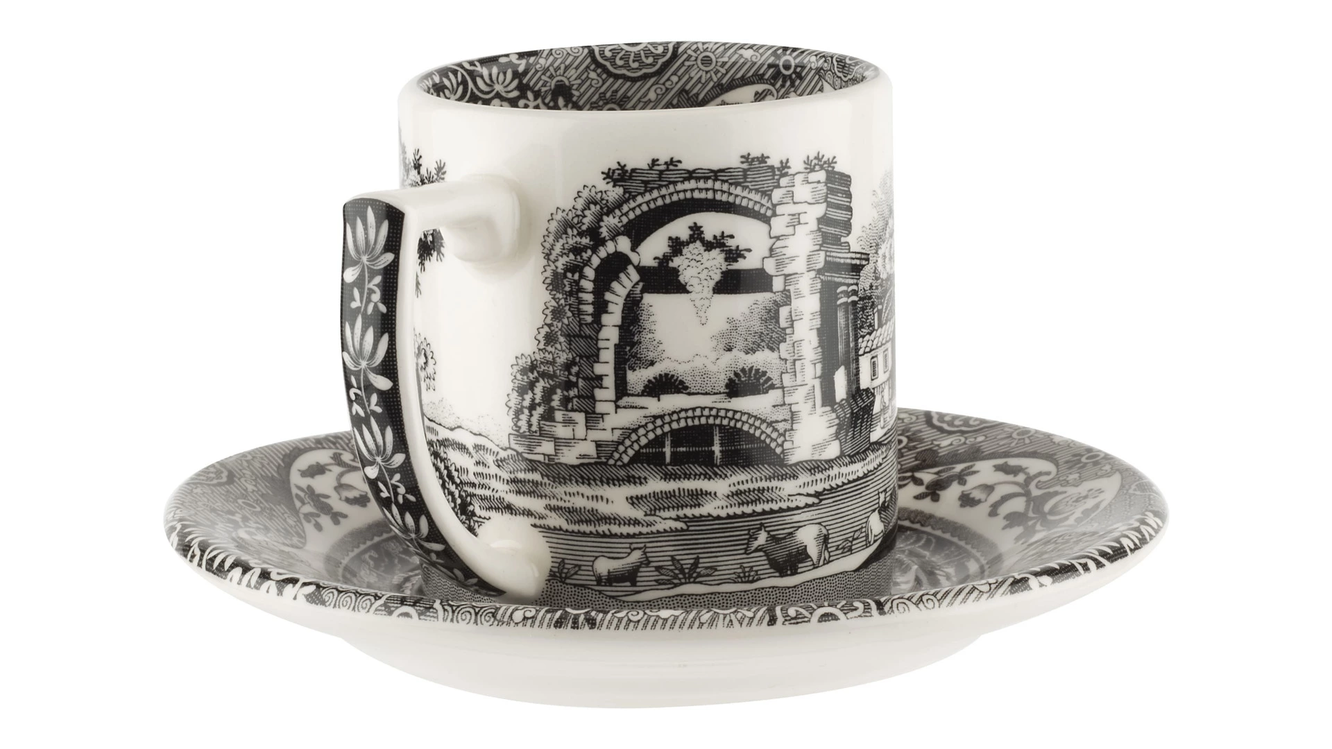 Набор чашек для эспрессо с блюдцами Spode Черная Италия 90 мл, 4 шт, лимитированный выпуск п/к