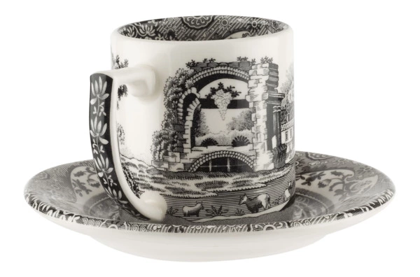 Набор чашек для эспрессо с блюдцами Spode Черная Италия 90 мл, 4 шт, лимитированный выпуск п/к