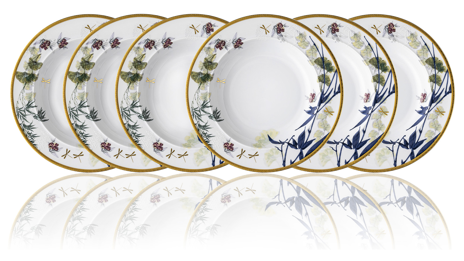 Набор тарелок суповых Rosenthal Турандот 22 см, фарфор, белый, золотой кант, 6 шт