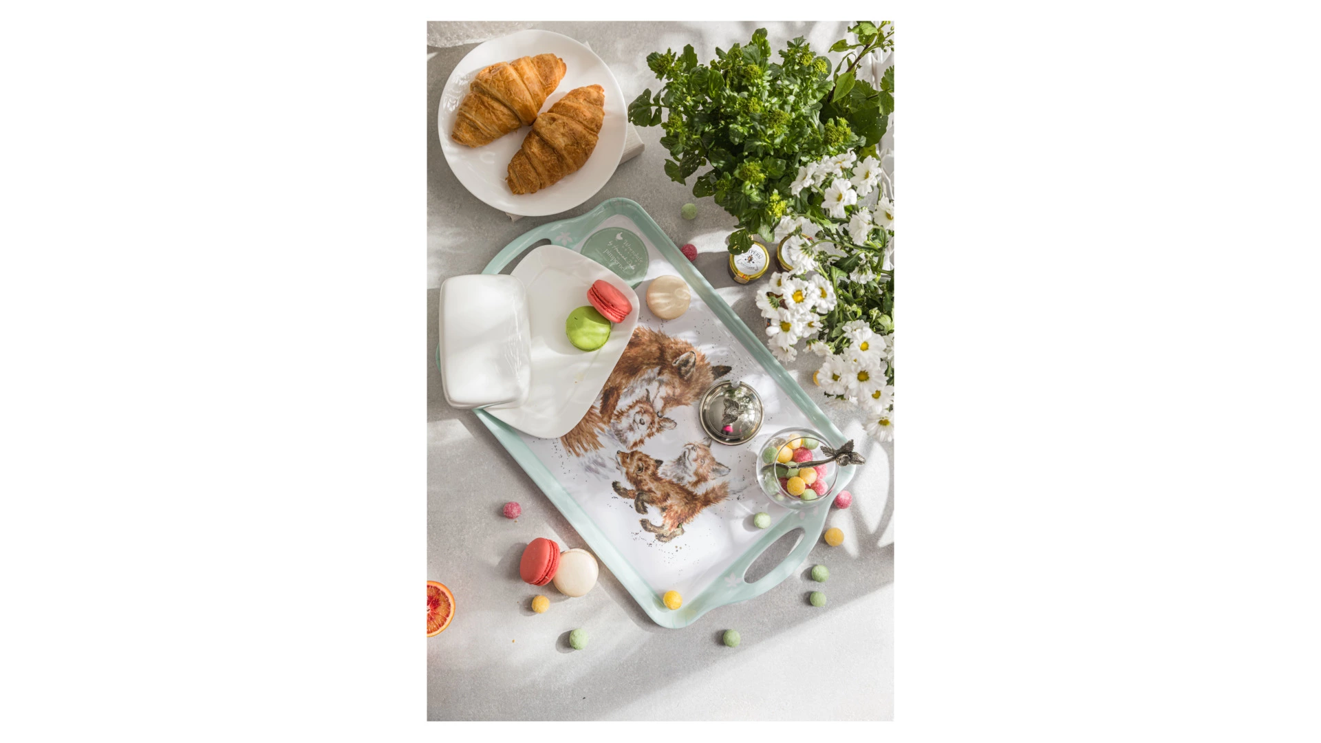 Поднос прямоугольный с ручками Pimpernel Забавная фауна Лиса 48х29,5 см