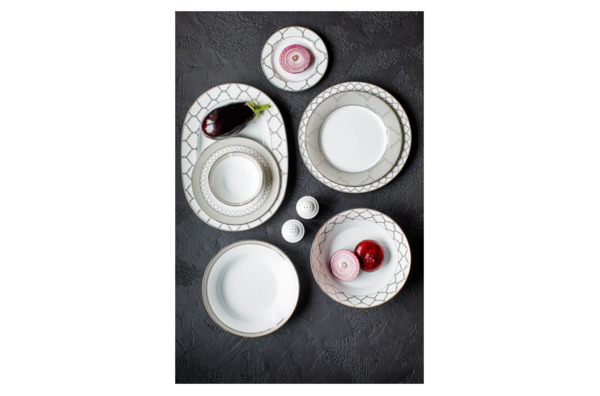 Тарелка суповая Noritake Царский дворец, платиновый кант 23 см, фарфор