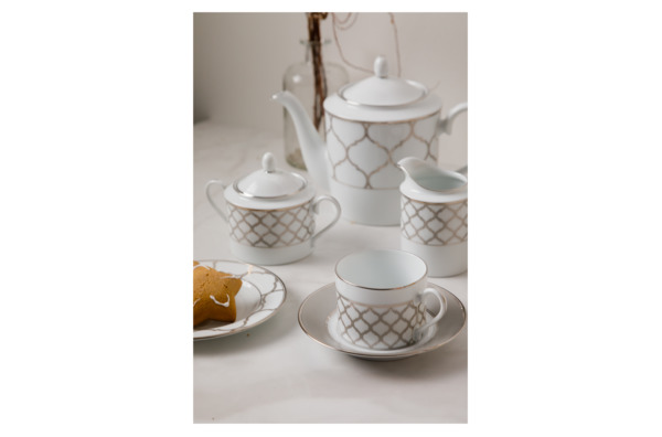 Блюдце для чашки чайной Noritake Царский дворец, платиновый кант 15 см, фарфор
