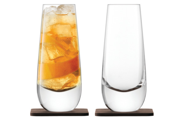 Набор стаканов на подставке из ореха LSA International Whisky 325 мл, 2 шт, стекло