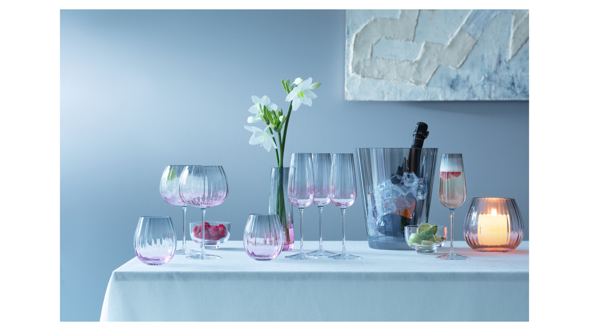 Набор бокалов для шампанского LSA International Dusk 250 мл, 2 шт, стекло, серо-розовый