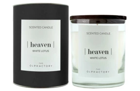 Свеча ароматическая The Olphactory HEAVEN Black Белый лотос 40 ч