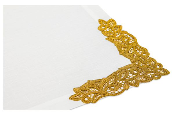 Набор салфеток Weissfee Версаль 45х45 см, 6 шт лен, белый, кружево античное золото в одном углу