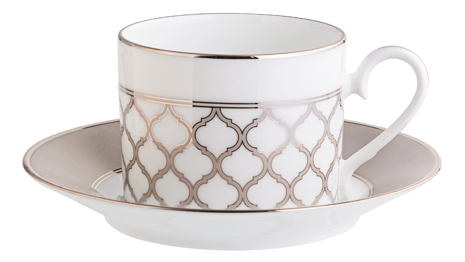 Чашка чайная с блюдцем Noritake Царский дворец, платиновый кант 250 мл