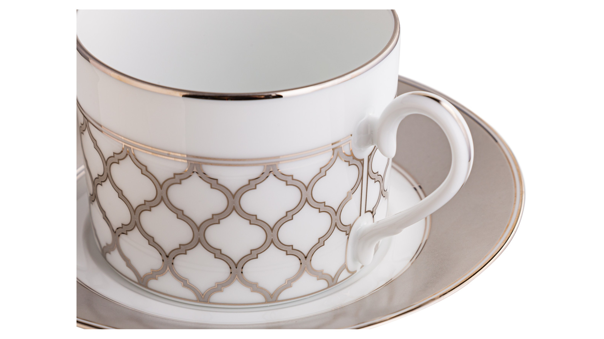 Чашка чайная с блюдцем Noritake Царский дворец, платиновый кант 250 мл