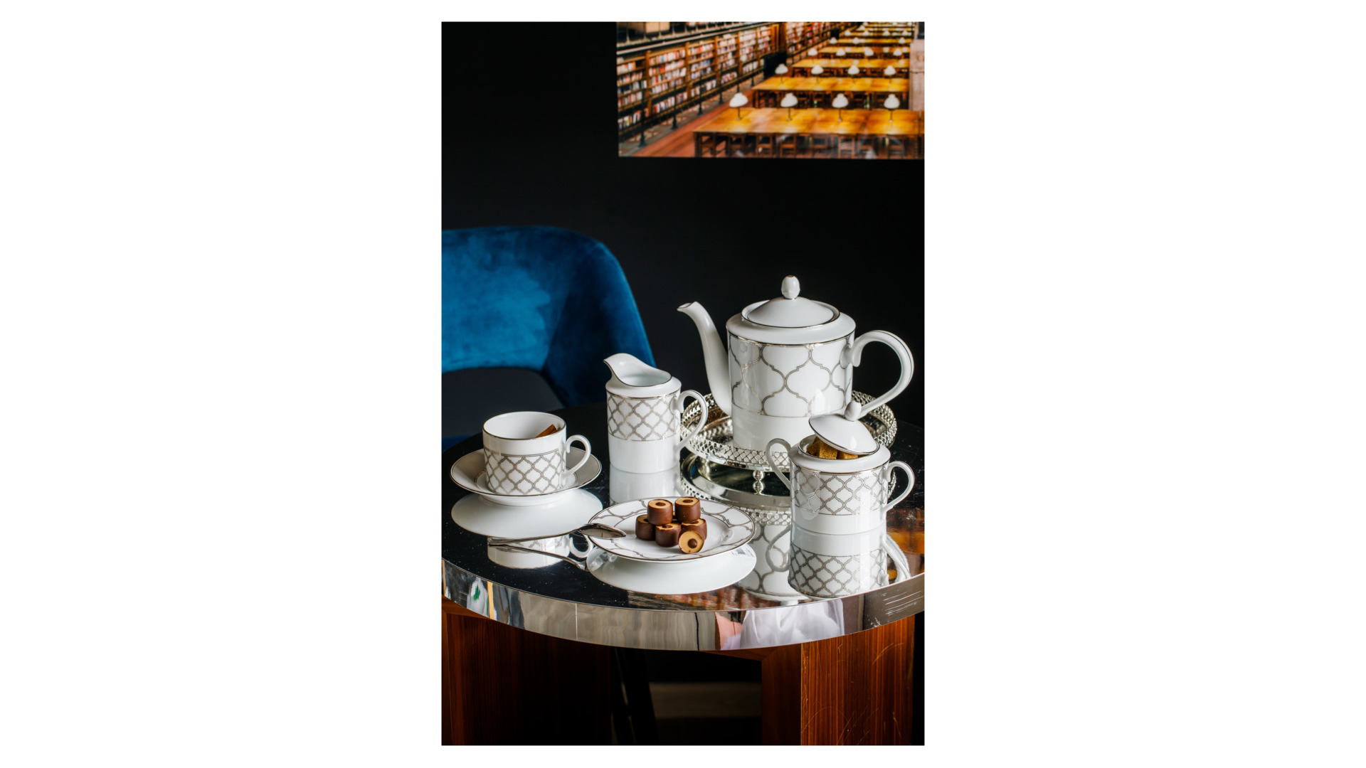Чашка чайная с блюдцем Noritake Царский дворец, платиновый кант 250 мл