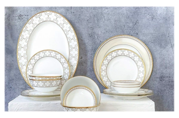 Сервиз столовый Noritake Трефолио, золотой кант на 6 персон, 20 предметов, фарфор