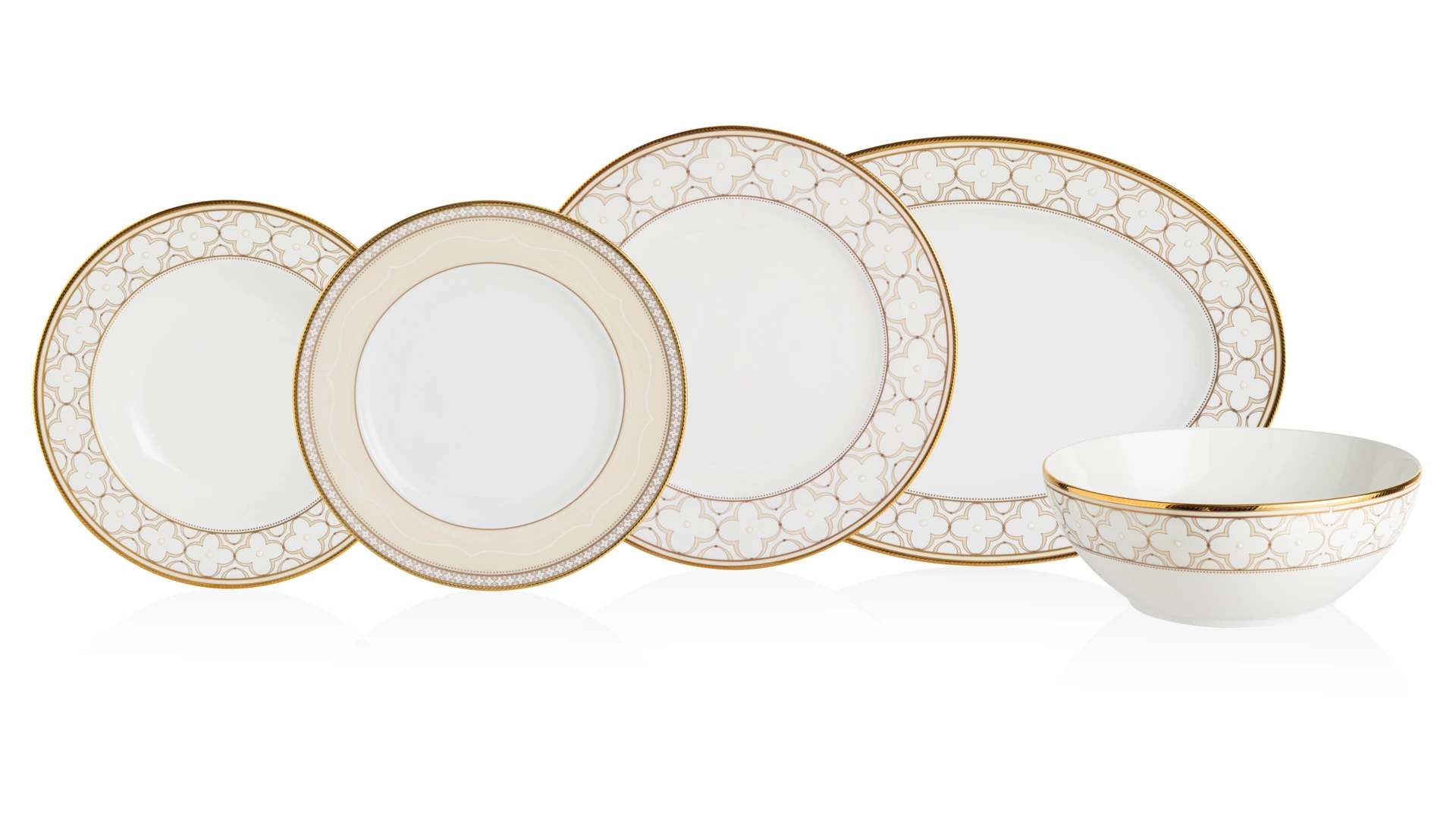 Сервиз столовый Noritake Трефолио, золотой кант на 6 персон, 20 предметов, фарфор