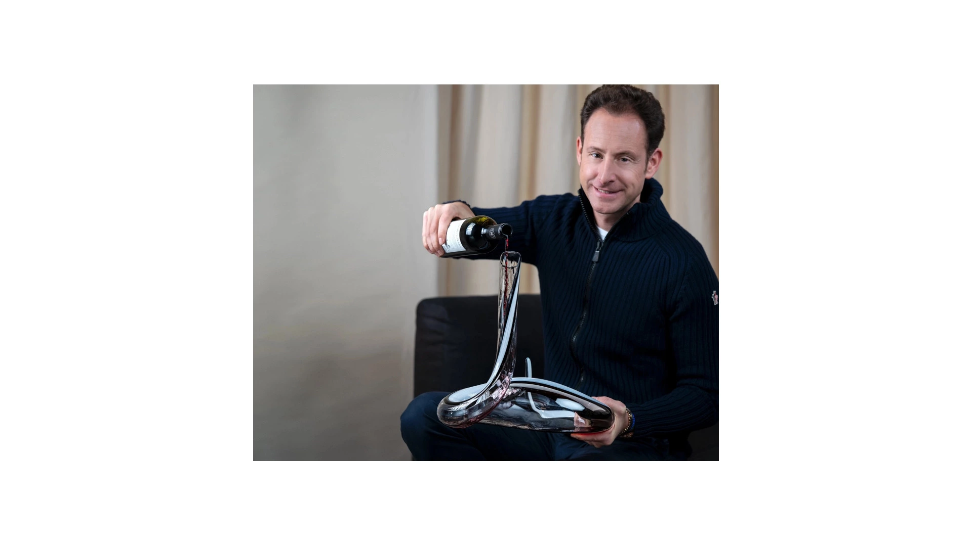 Декантер Riedel Mamba Fatto a Mano 1500мл, Д32хН32,5см, ручная работа, черно-белый декор, стекло хру