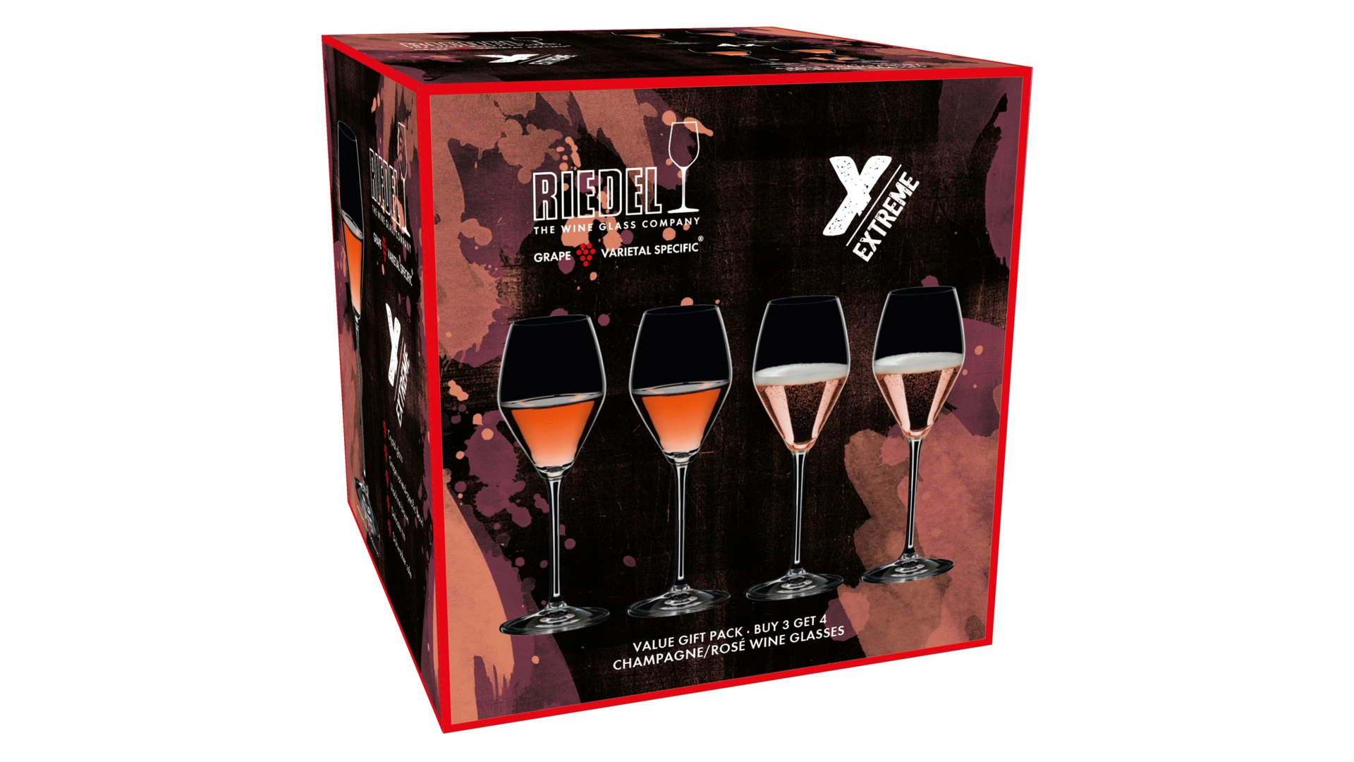 Набор бокалов для шампанского Riedel Extreme Rose/Champagne 322 мл, 4шт, стекло хрустальное