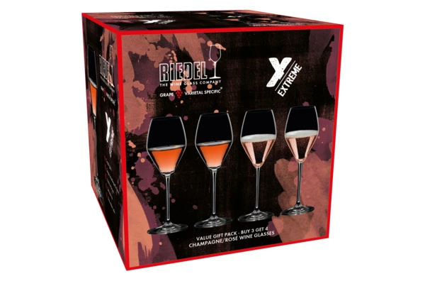 Набор бокалов для шампанского Riedel Extreme Rose/Champagne 322 мл, 4шт, стекло хрустальное