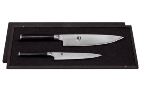 Набор ножей кухонных KAI Шан Классик, 2 шт, поварской, универсальный, дамасская сталь, 32 слоя