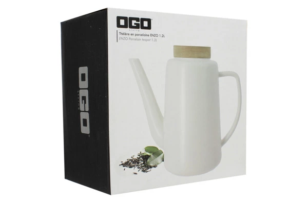 Чайник заварочный с ситечком OGO Enzo, фарфор, 1,2л, h19,3 см