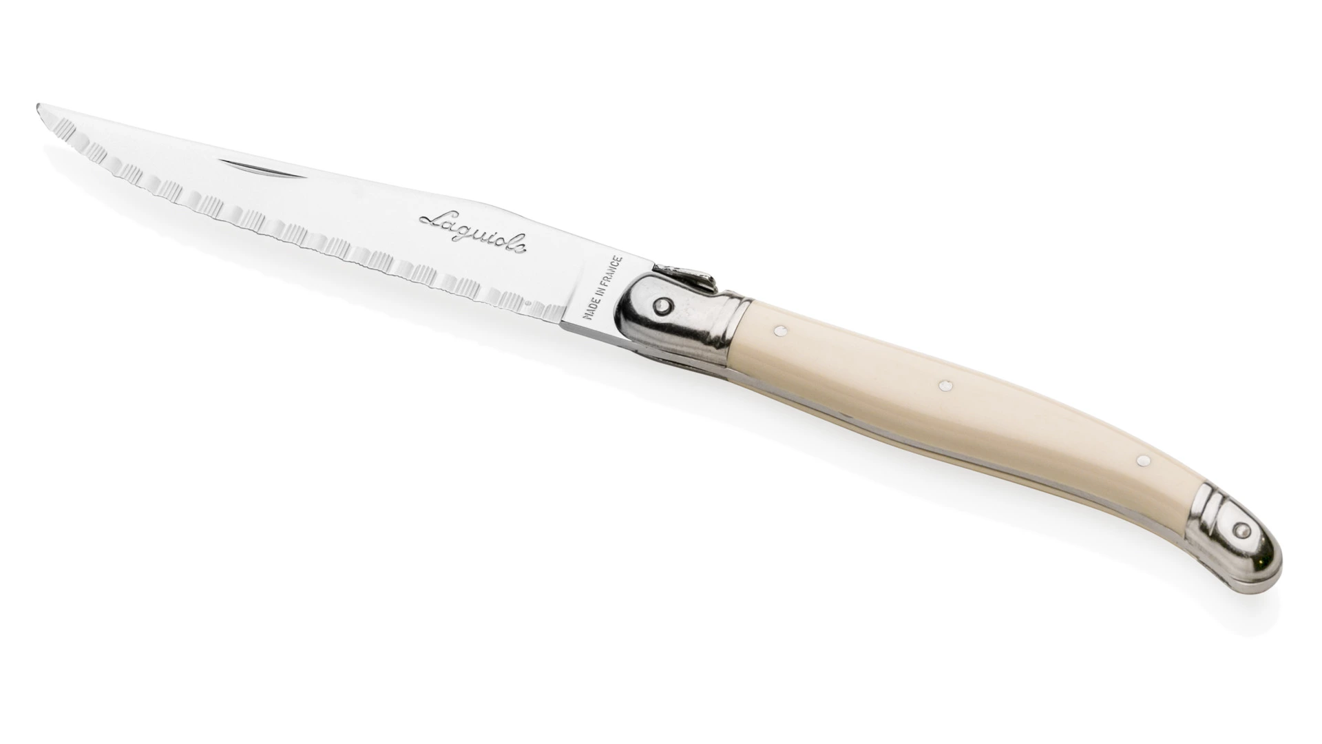 Набор приборов для мяса ANDRE VERDIER Laguiole Essentiel Classique, 2 предмета, белая ручка, п/к