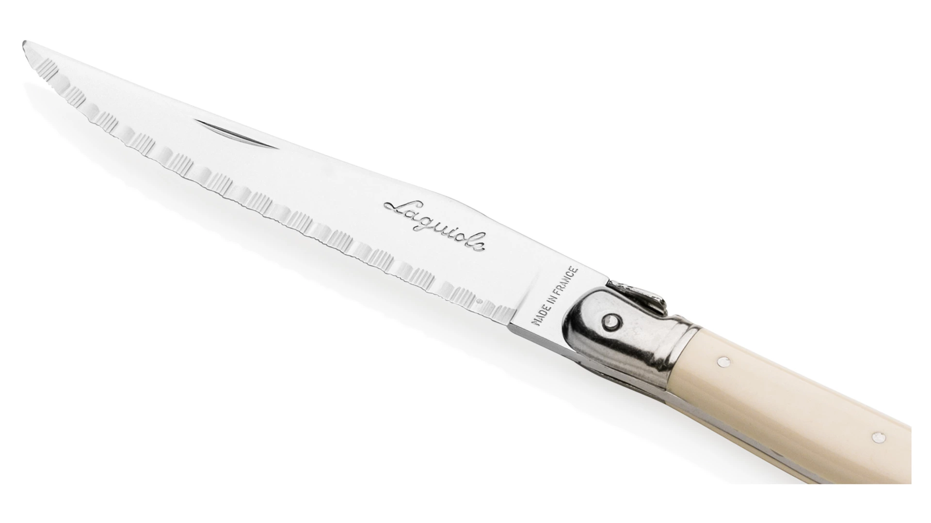 Набор приборов для мяса ANDRE VERDIER Laguiole Essentiel Classique, 2 предмета, белая ручка, п/к