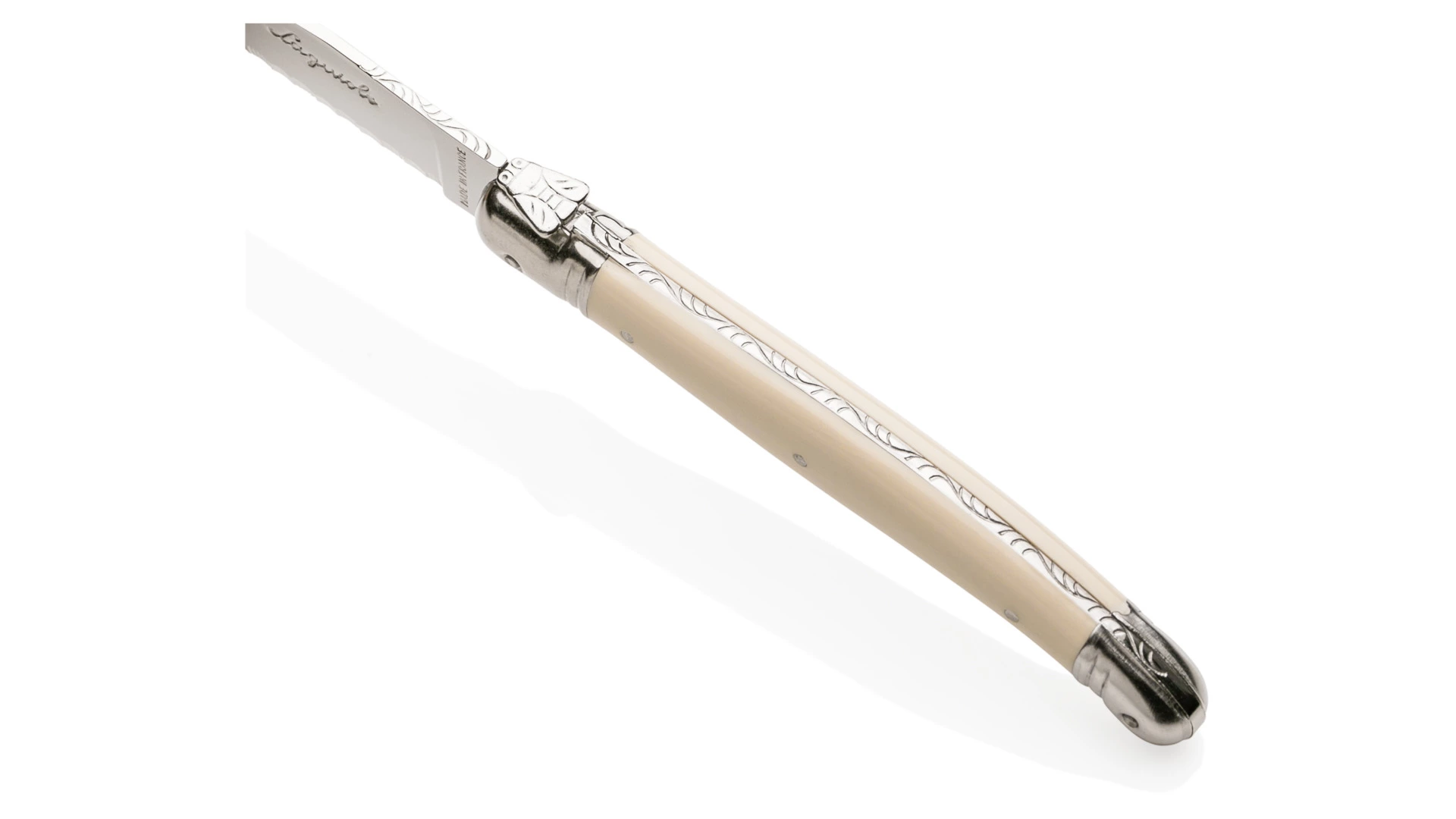 Набор приборов для мяса ANDRE VERDIER Laguiole Essentiel Classique, 2 предмета, белая ручка, п/к