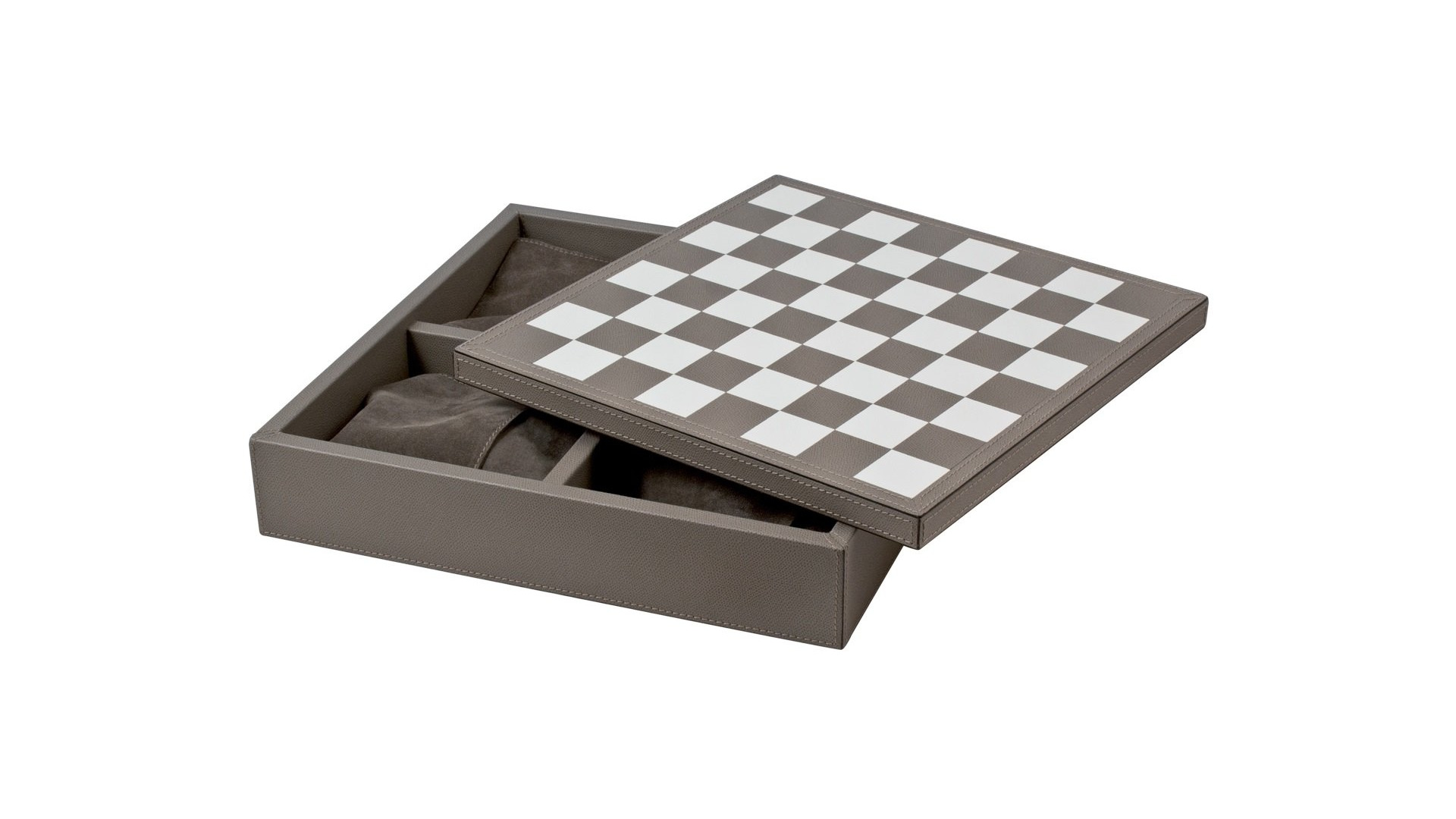 Настольная игра 3 в 1:шахматы, домино, шашки в коробке из кожи 39х39см (дымчатый)