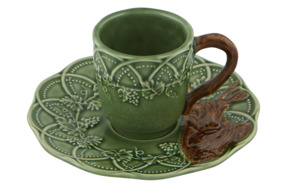 Чашка кофейная с блюдцем Bordallo Pinheiro ОхотаОлень 150 мл, керамика