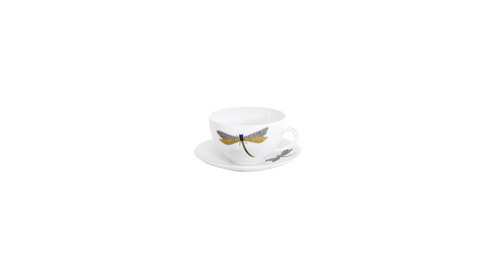 Чашка чайная с блюдцем Fradkof "Стрекозы" 250мл