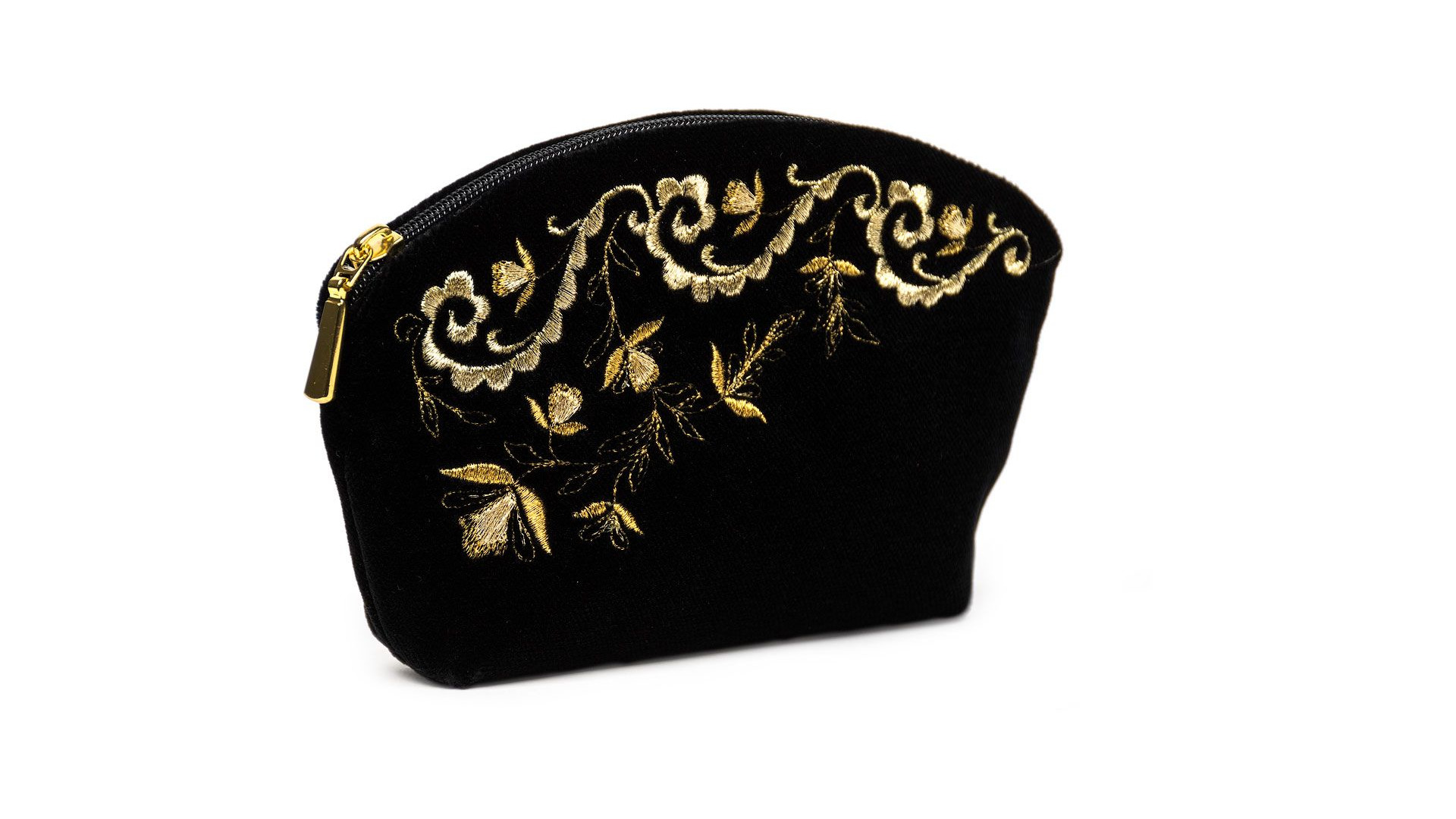 Косметичка бархатная Торжокские золотошвеи "Нефертити", черная, 11х17см