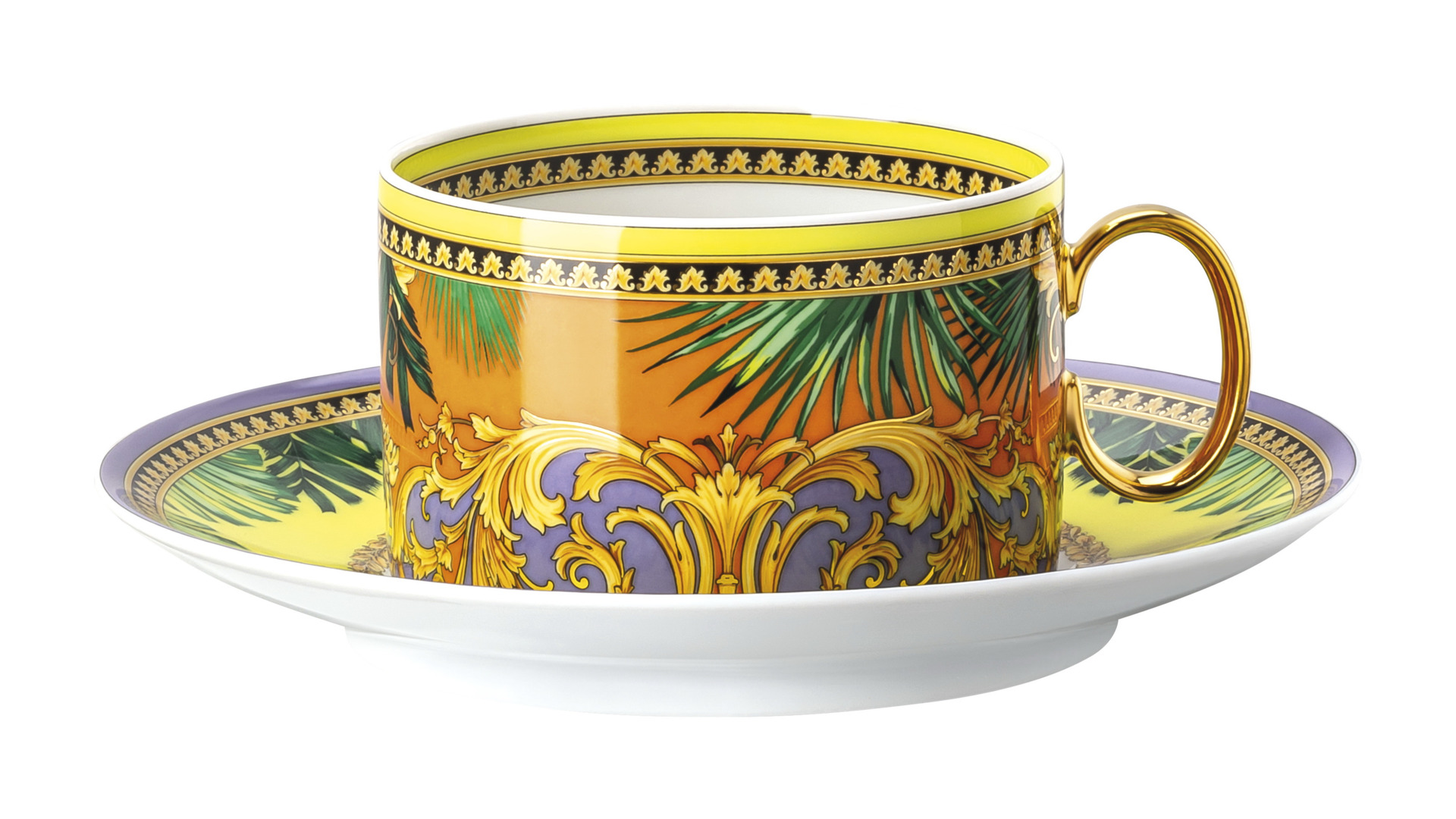 Чашка чайная с блюдцем Rosenthal Versace Мир джунглей 200 мл, 14,5 см, фарфор