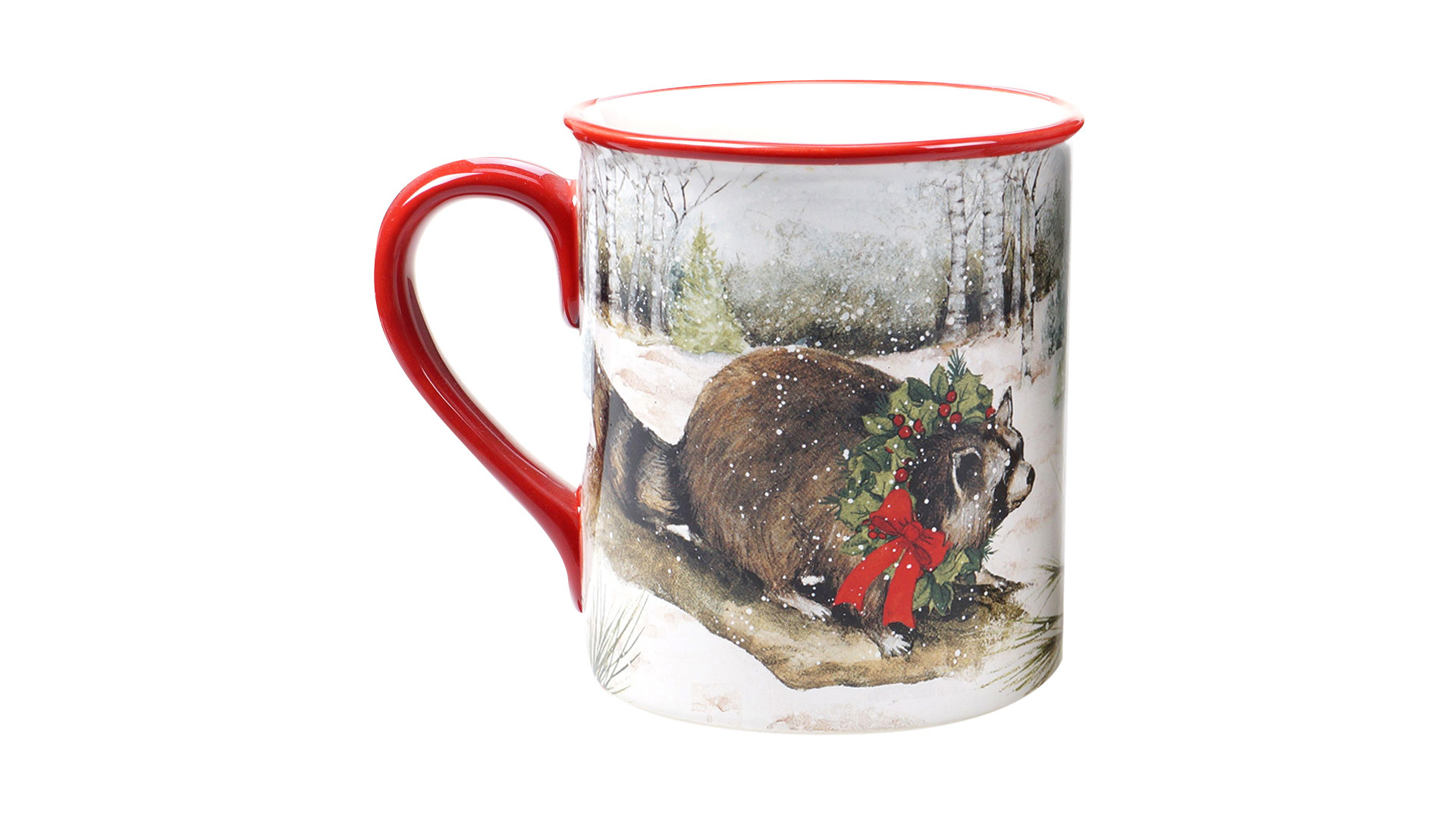 кружка зимний лес. новогодний лес с кружкой. кружка зимний лес. круг-айсберг. кружка с новогодним зайцем.