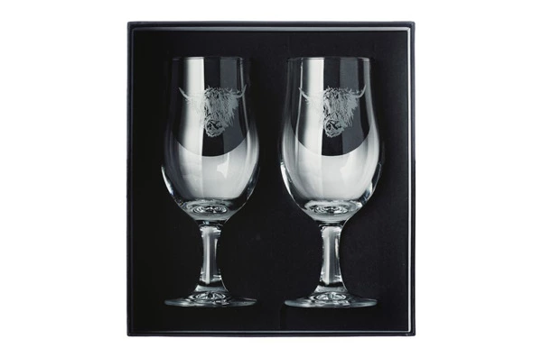 Набор пивных бокалов с гравировкой The Just Slate Company Высокогорный бык, 2 шт