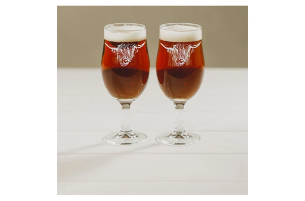 Набор пивных бокалов с гравировкой The Just Slate Company Высокогорный бык, 2 шт