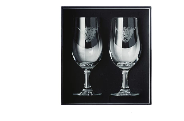 Набор пивных бокалов с гравировкой The Just Slate Company Высокогорный бык, 2 шт